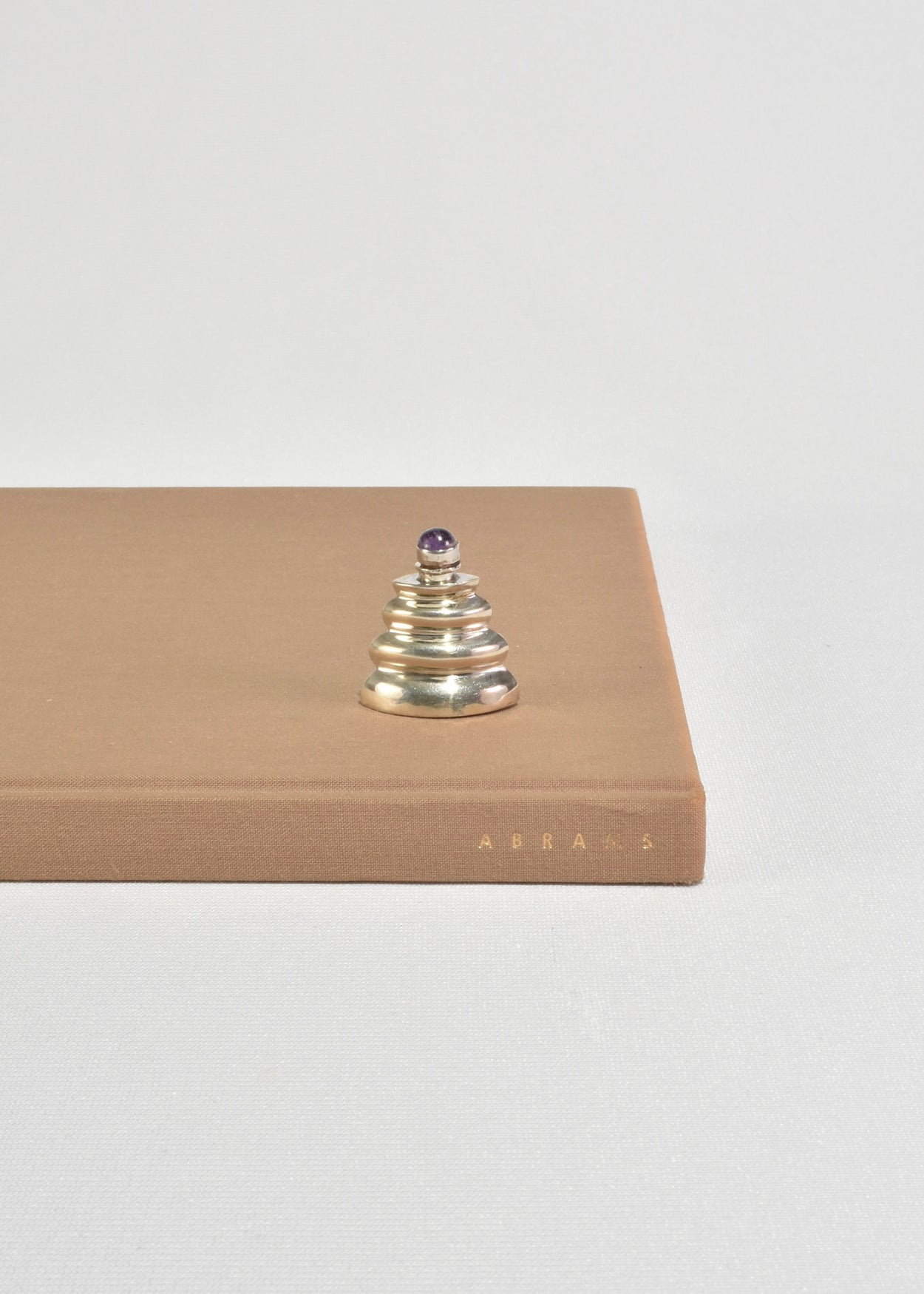 Ribbed Silver Amethyst Perfume Bottle