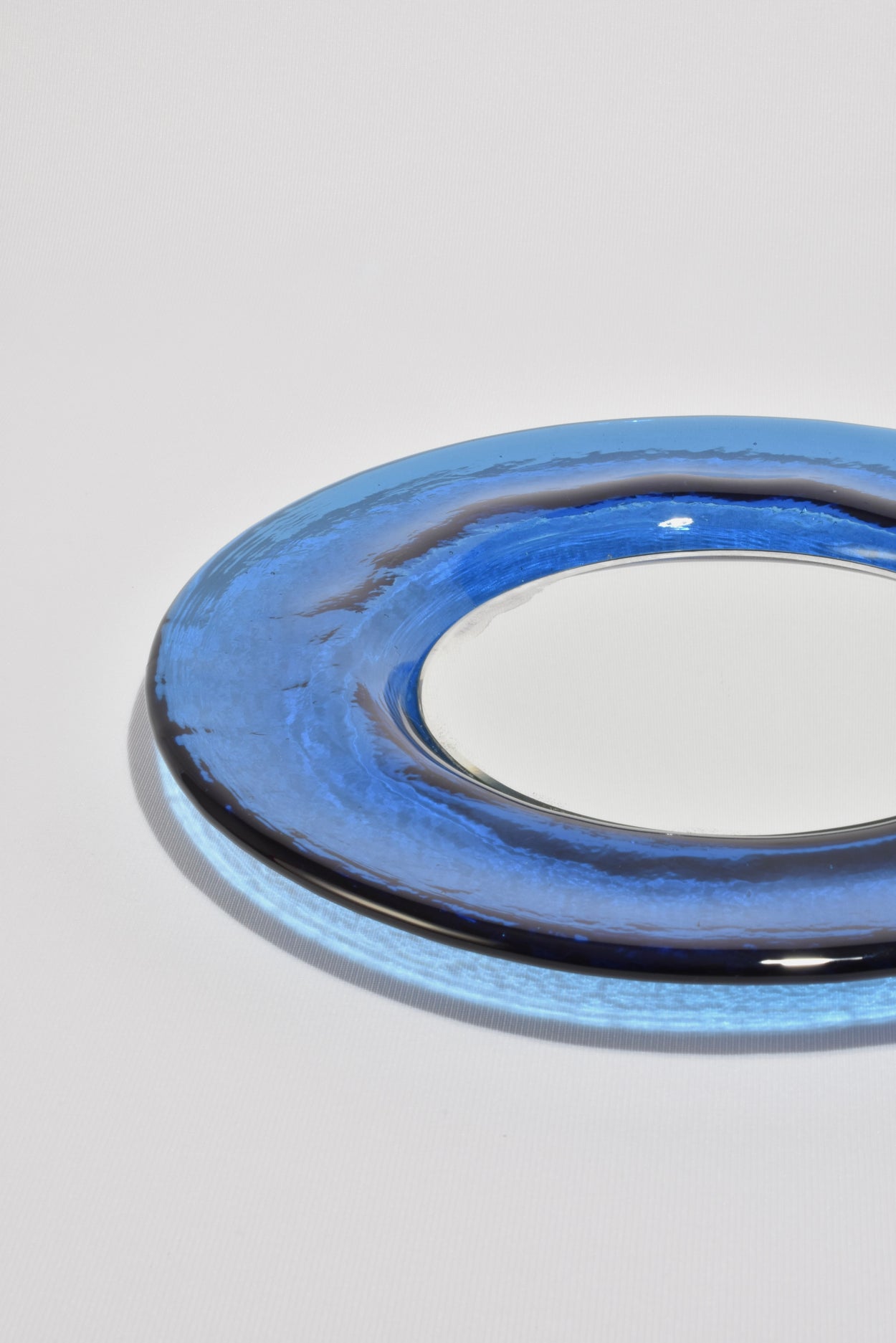 Round Blue Glass Mirror