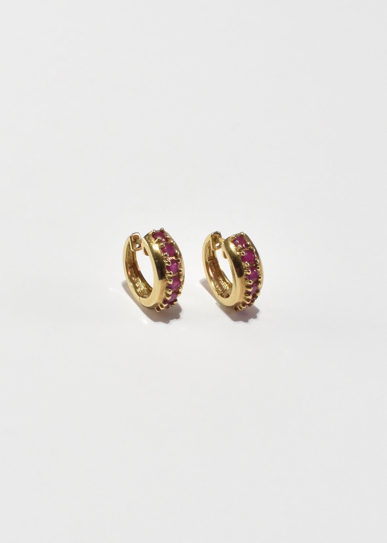 Gold Ruby Hoop Earrings
