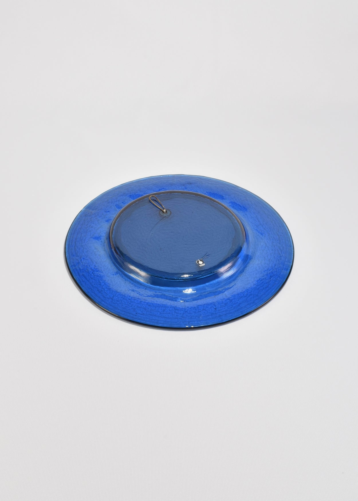 Round Blue Glass Mirror
