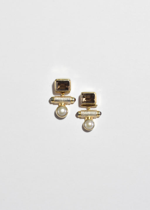 Topaz Tourmaline Pearl Earrings