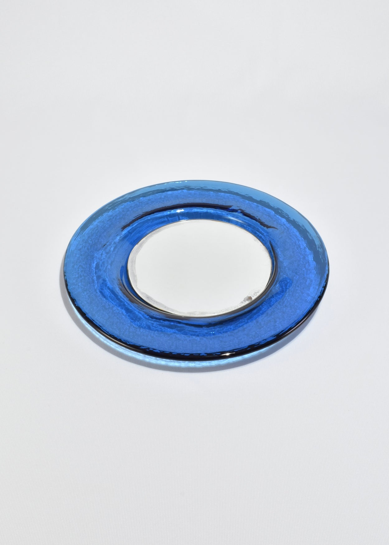 Round Blue Glass Mirror