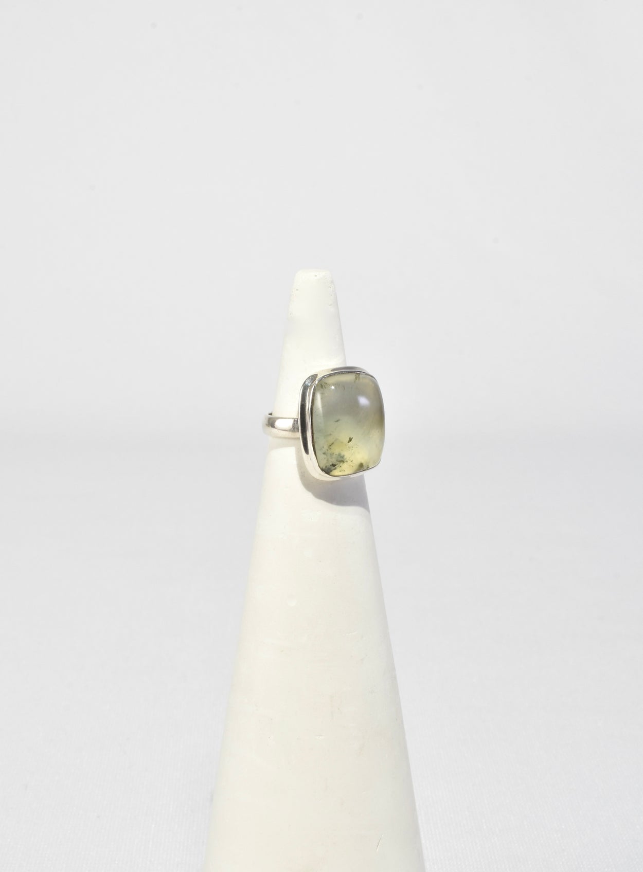 Silver Prehnite Ring