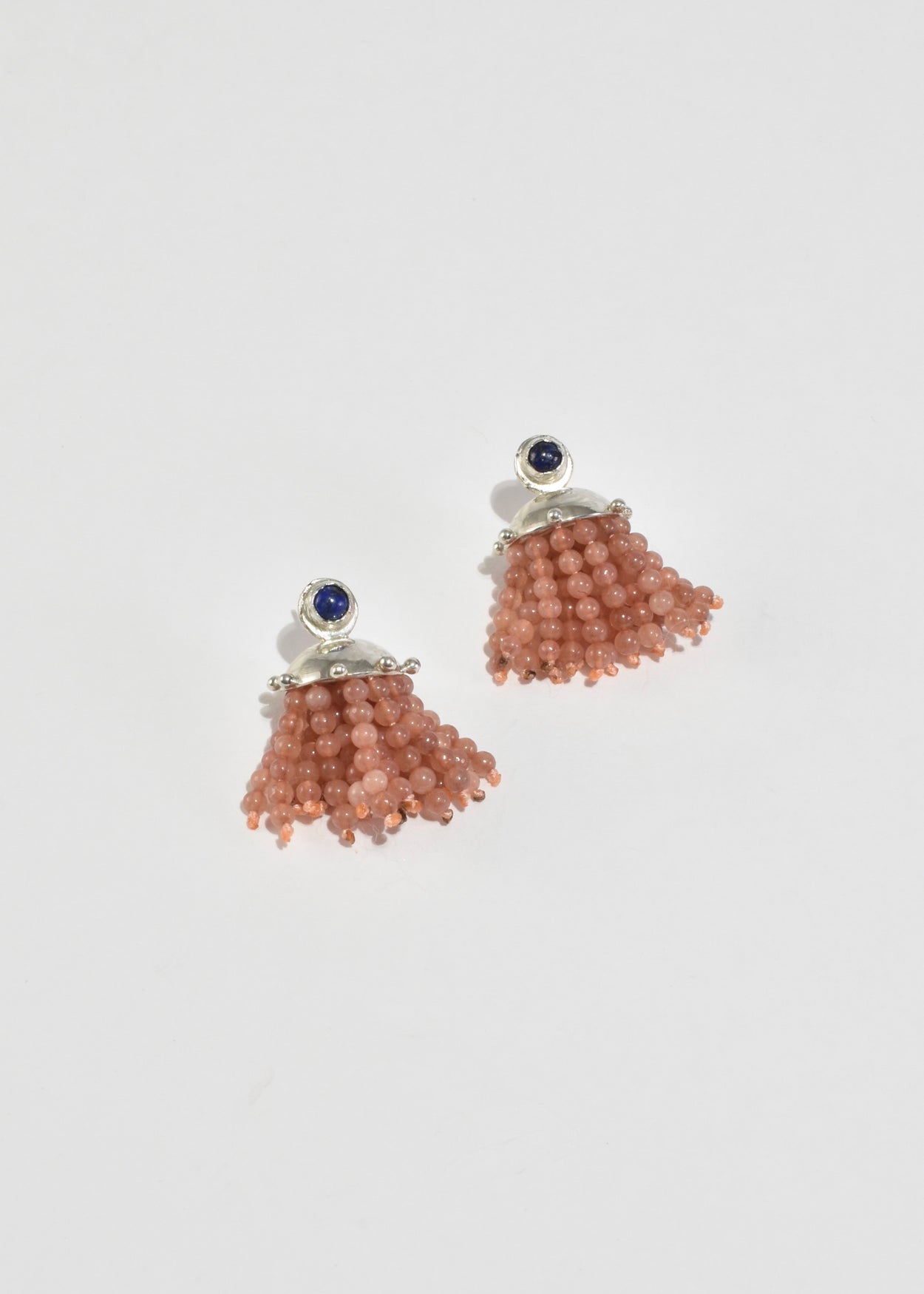 Agate and Lapis Fringe Cupola Earrings
