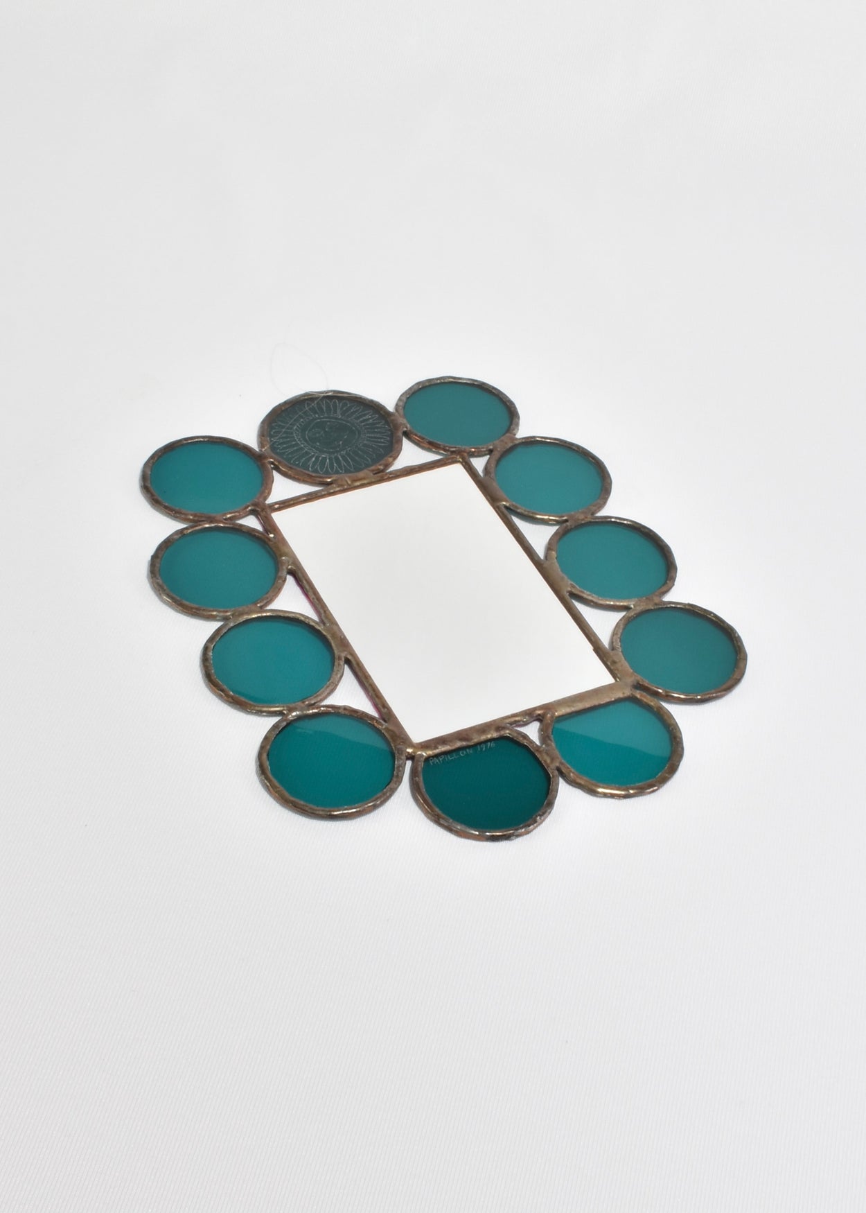 Teal Glass Wall Mirror