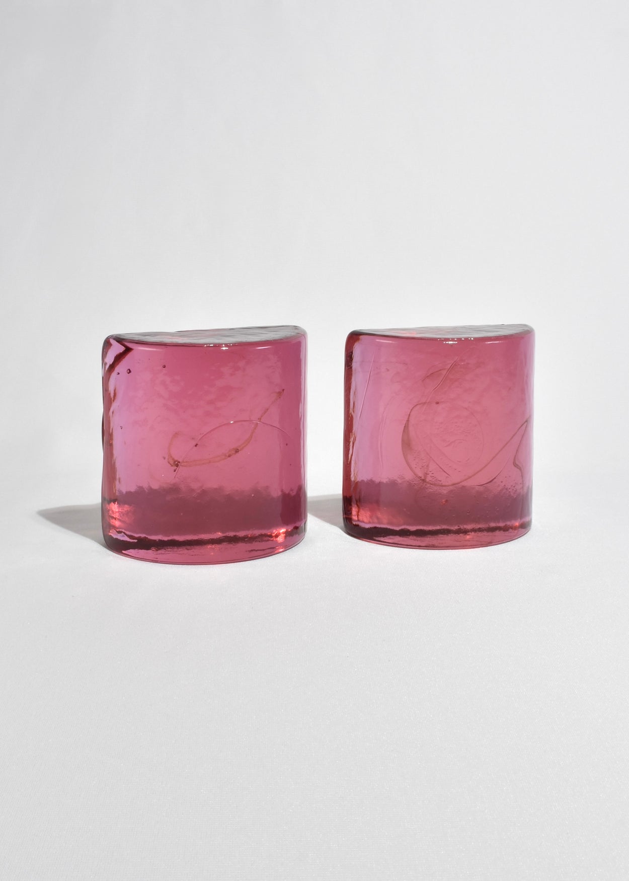 Pink Half Moon Glass Bookends