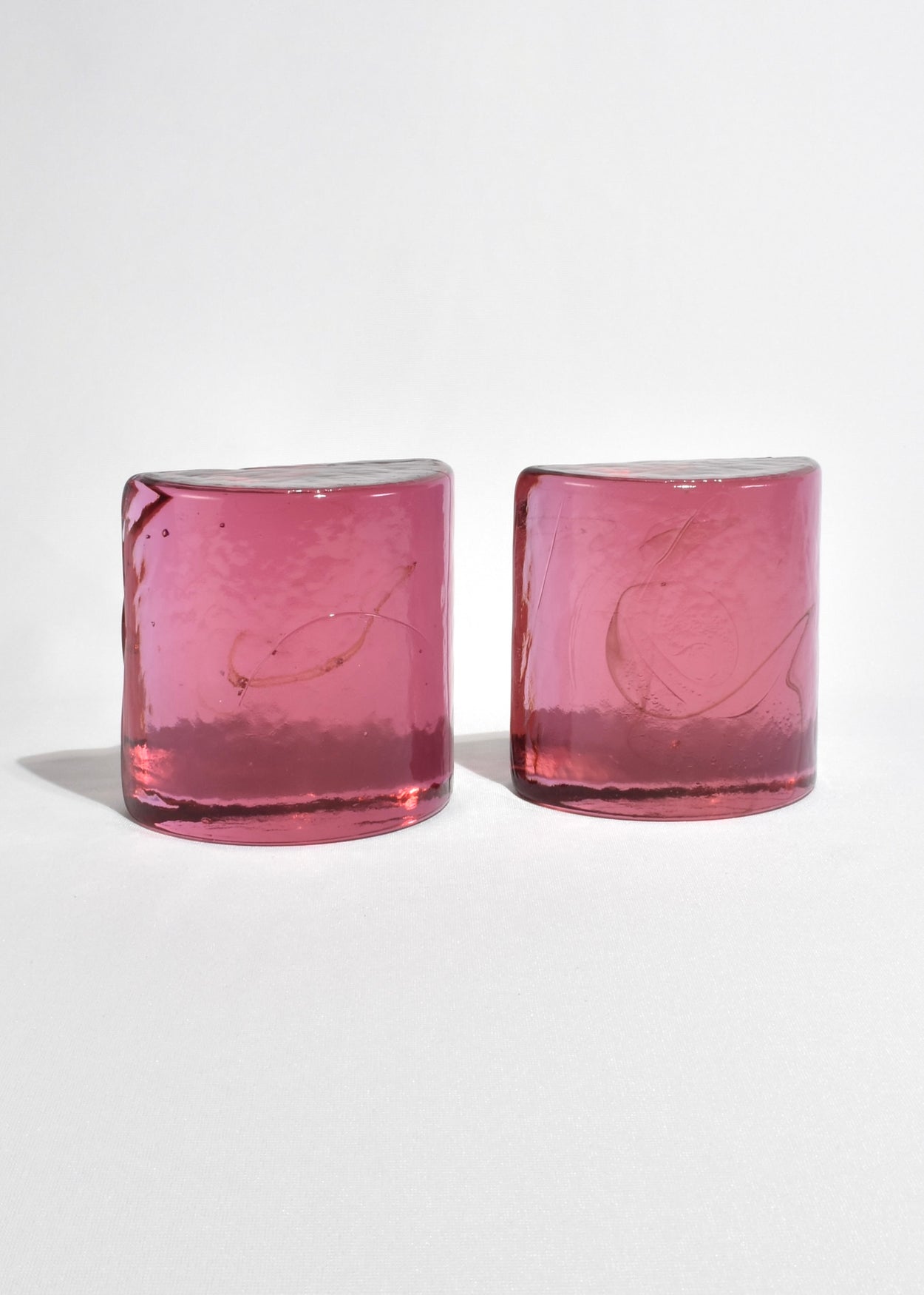 Pink Half Moon Glass Bookends