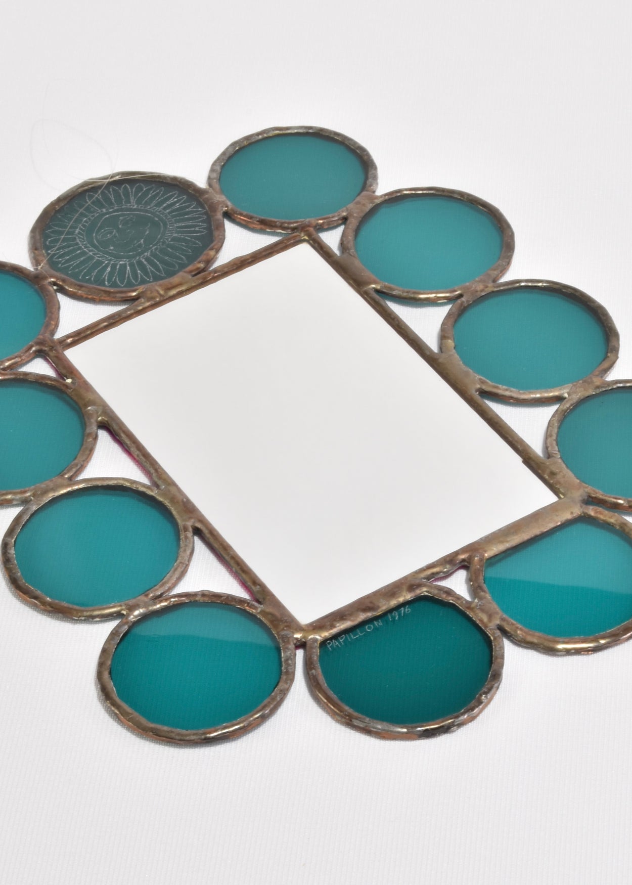 Teal Glass Wall Mirror