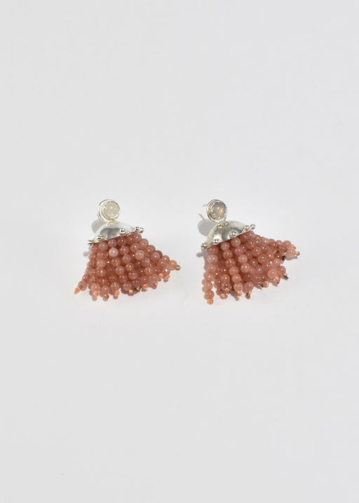 Agate and Rose Quartz Fringe Cupola Earrings