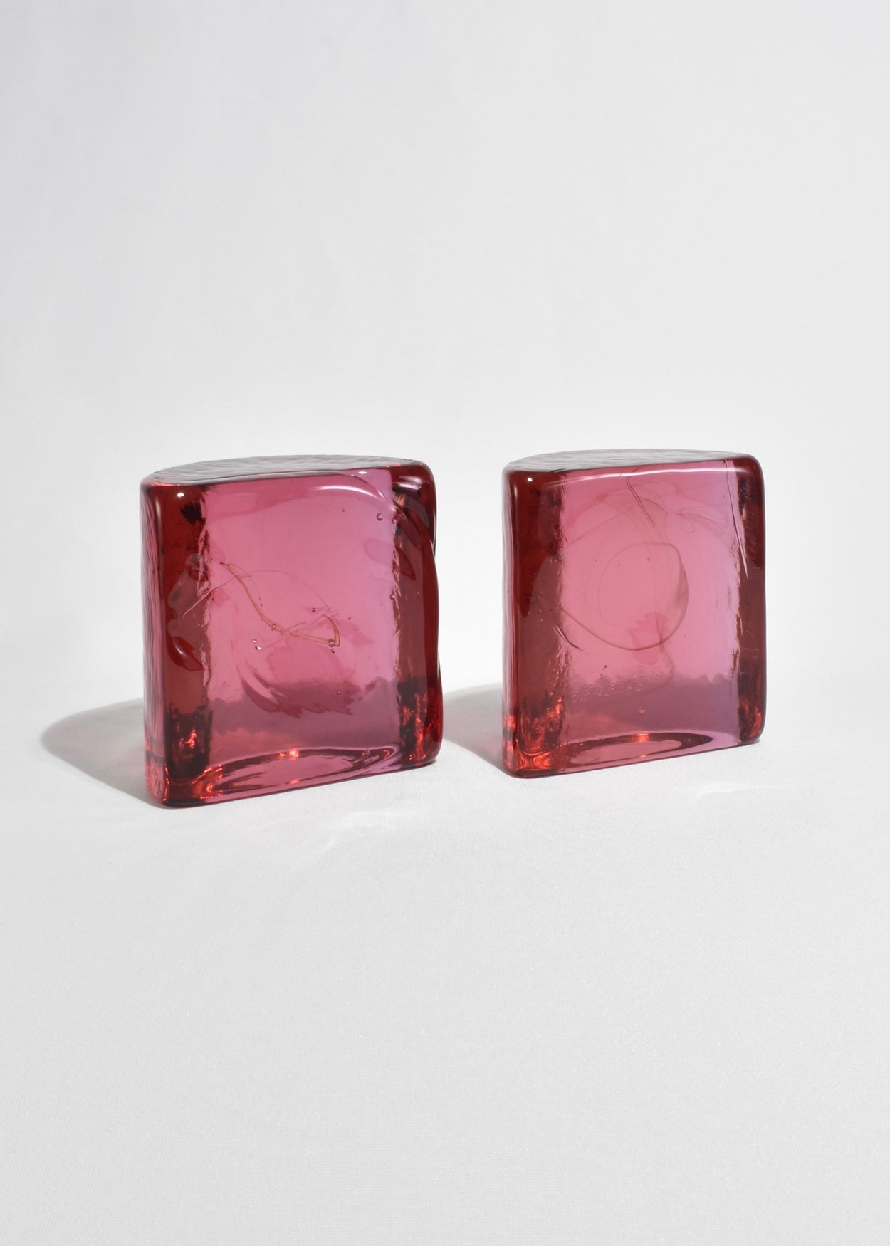 Pink Half Moon Glass Bookends