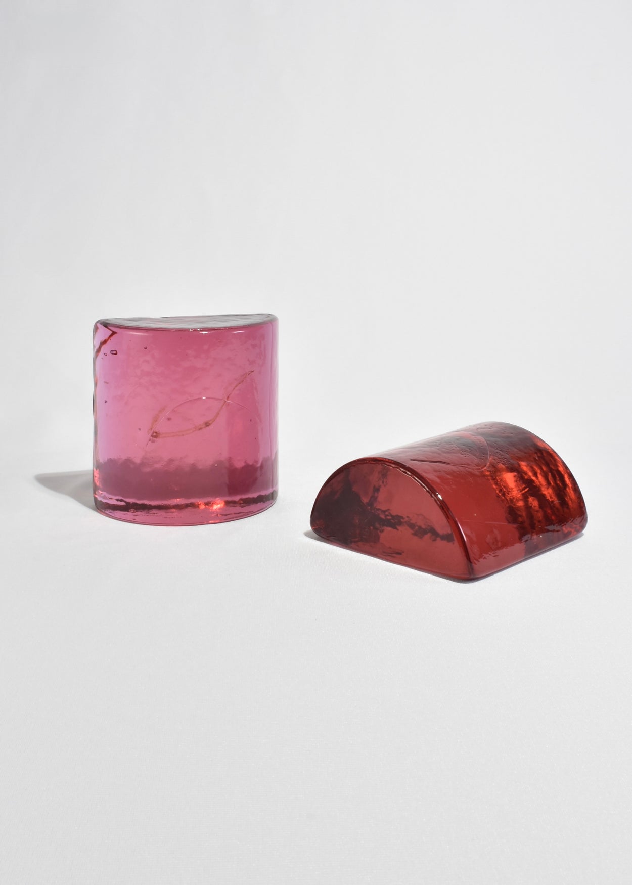 Pink Half Moon Glass Bookends