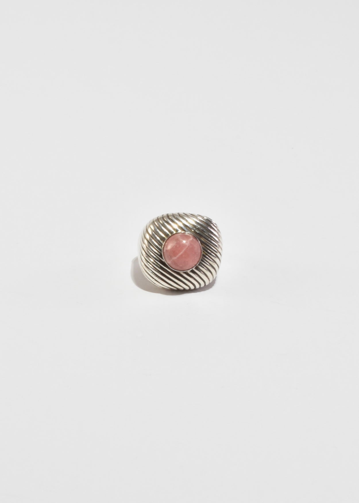 Ribbed Rose Quartz Ring