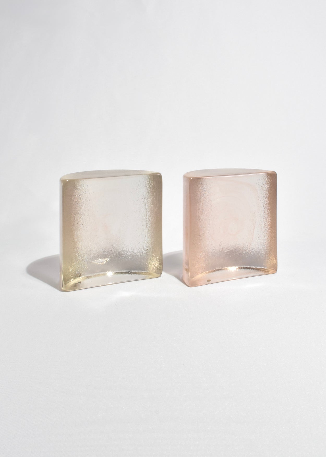 Textured Half Moon Glass Bookends