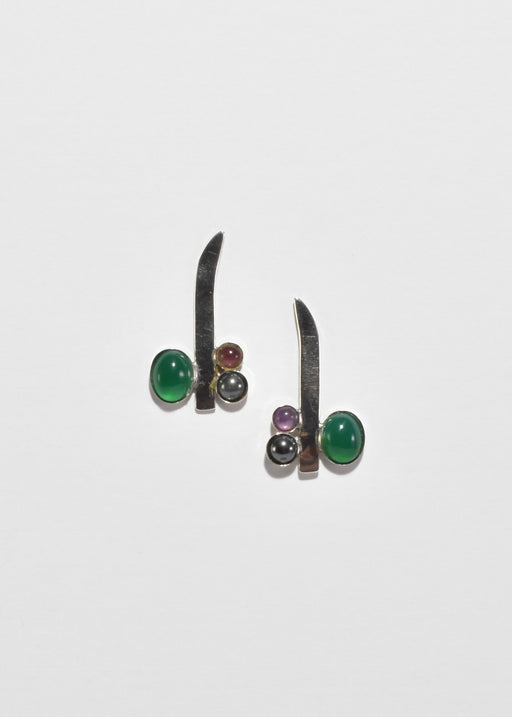Abstract Multi Stone Earrings
