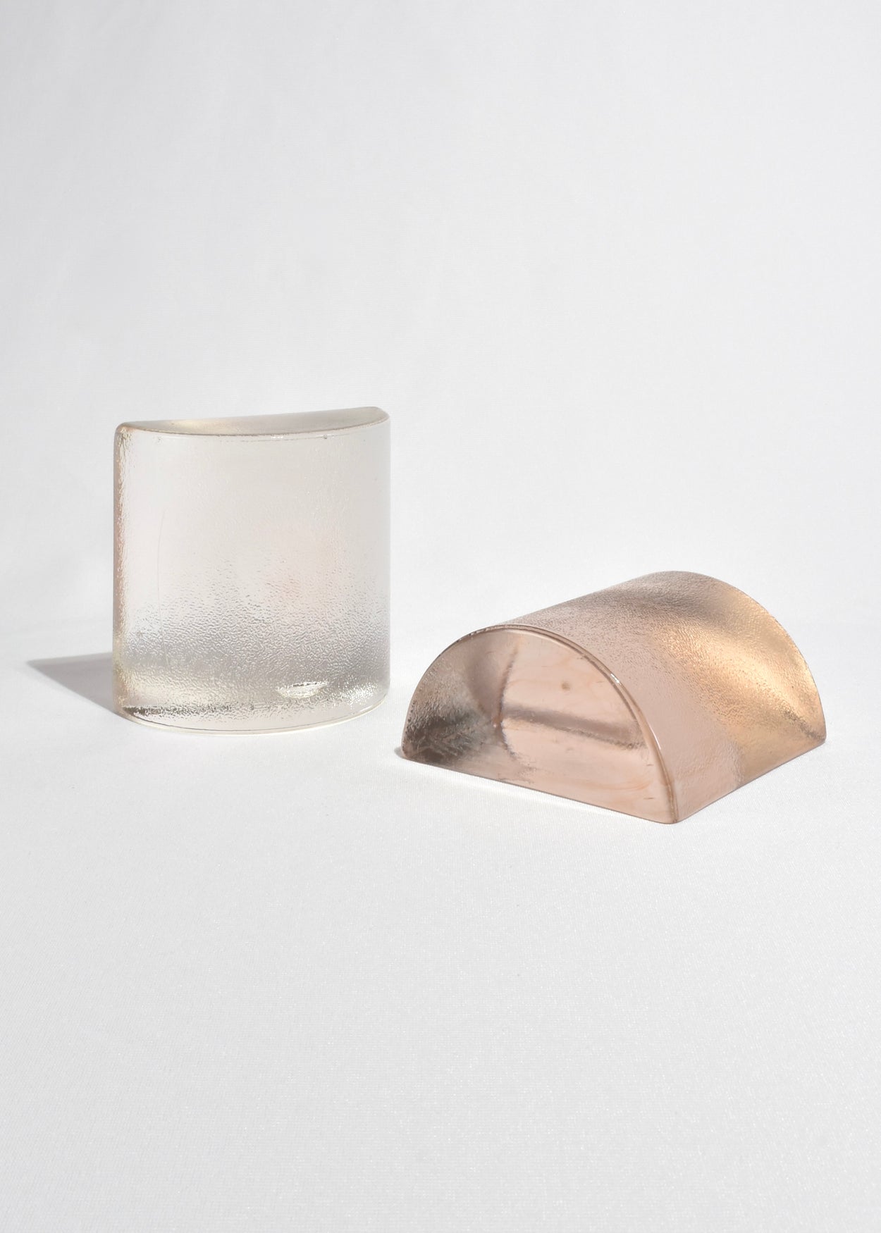 Textured Half Moon Glass Bookends