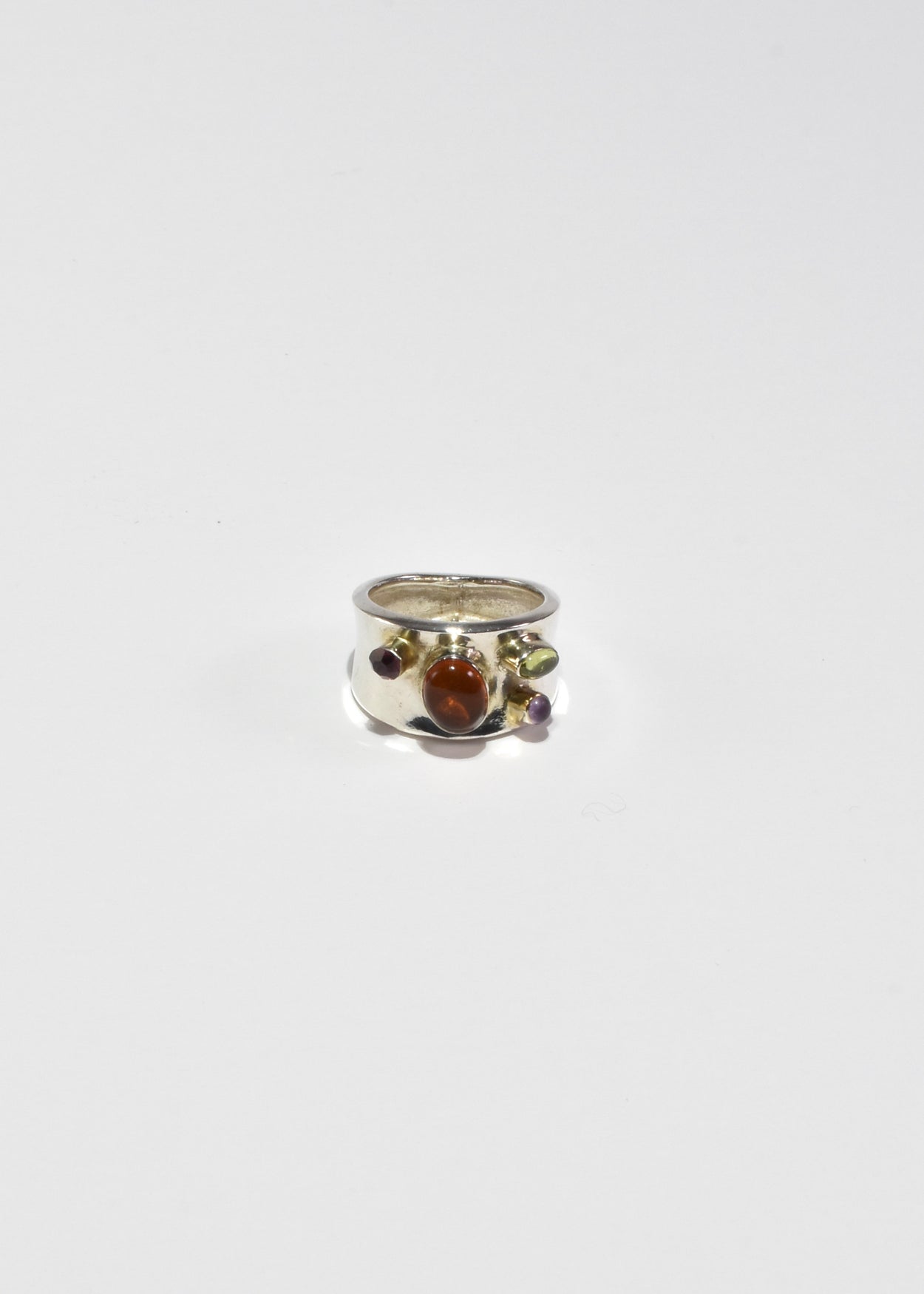 Amber Peridot Amethyst Ring
