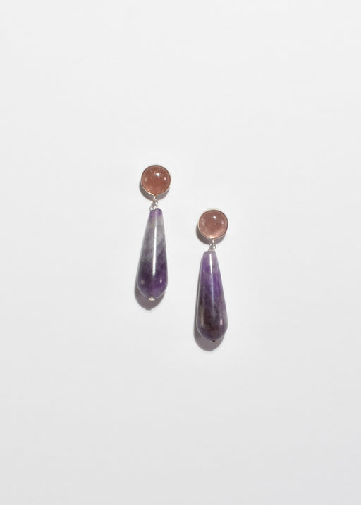 Rose Quartz Amethyst Teardrop Earrings