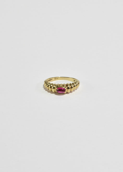 Gold Ribbed Ruby Ring