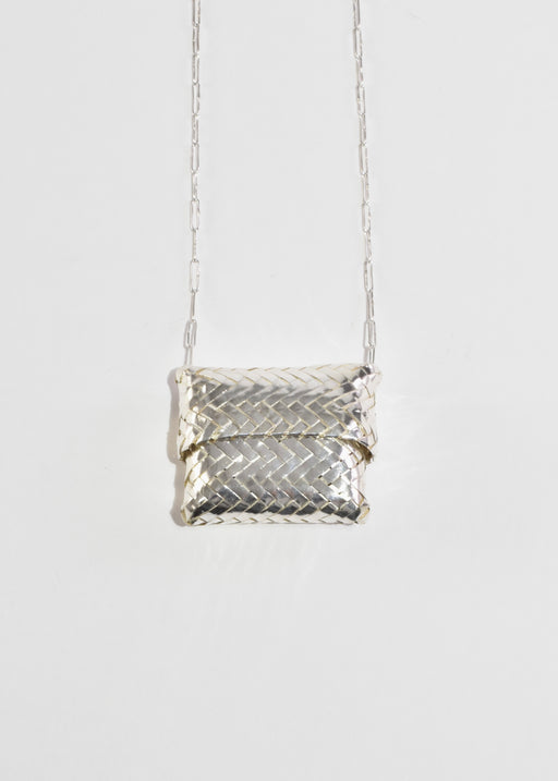 Large Woven Sterling Box Necklace
