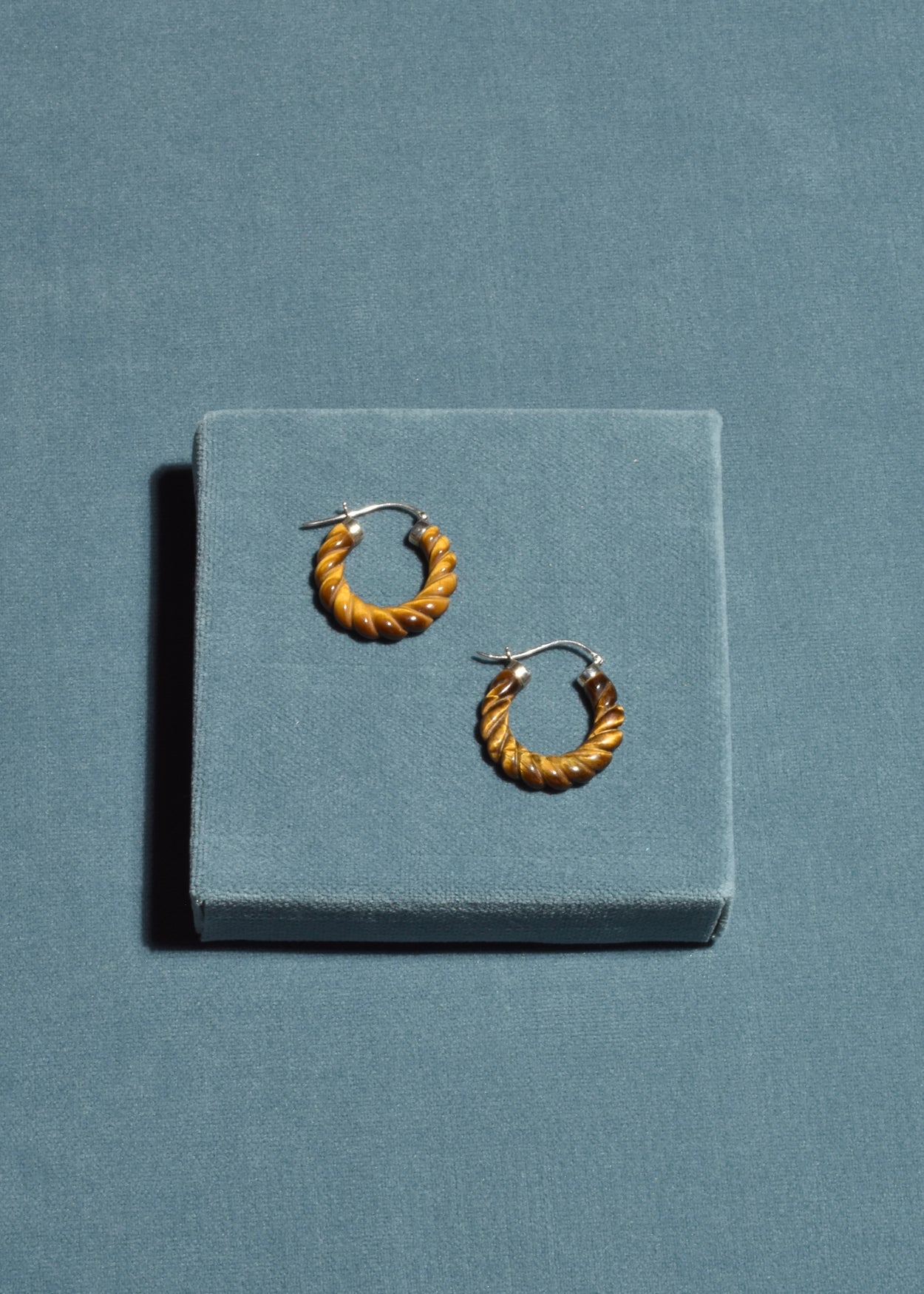 Twist Tiger's Eye Hoop Earrings