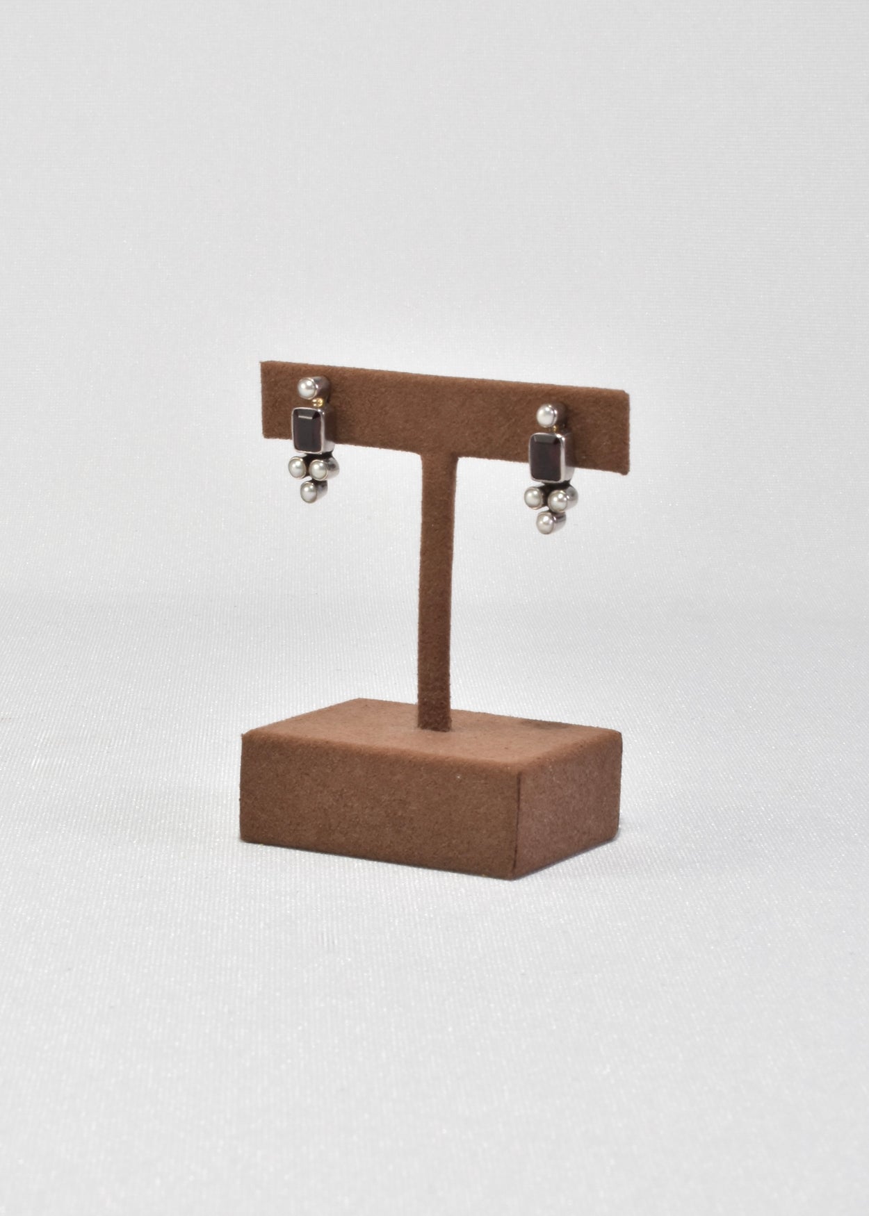 Garnet Pearl Cluster Earrings
