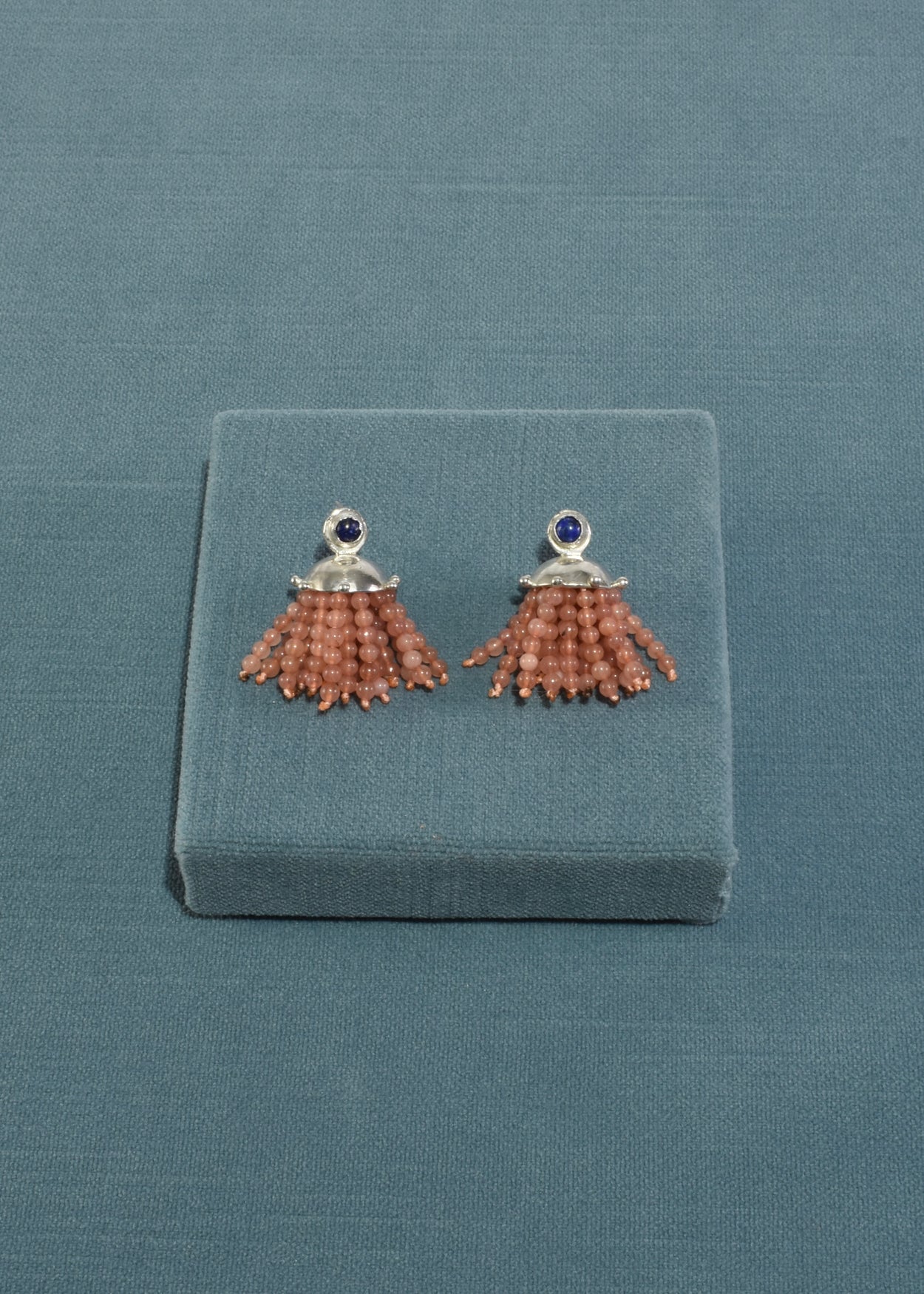 Agate and Lapis Fringe Cupola Earrings