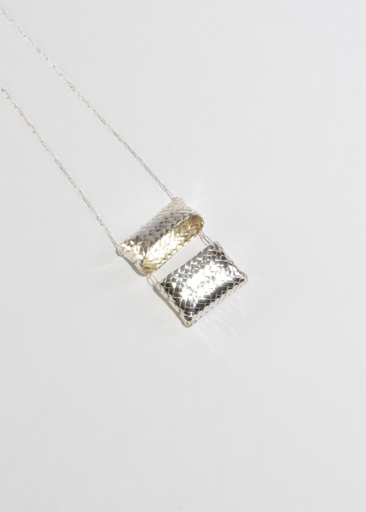 Large Woven Sterling Box Necklace