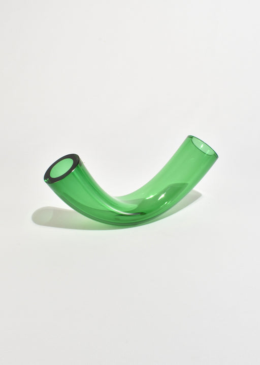 Green Glass Curved Vase