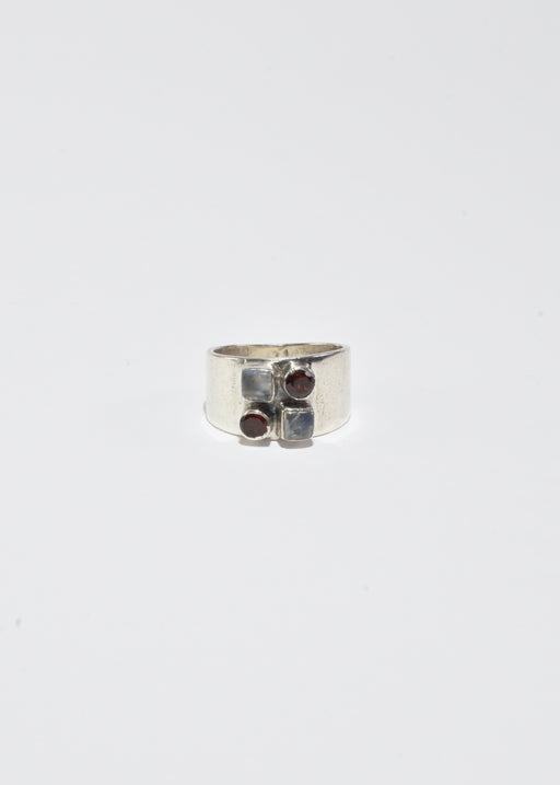 Garnet Labradorite Ring