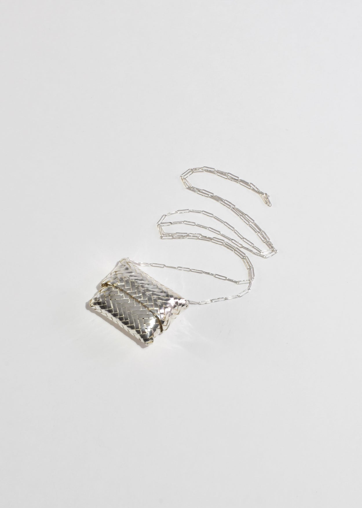 Large Woven Sterling Box Necklace