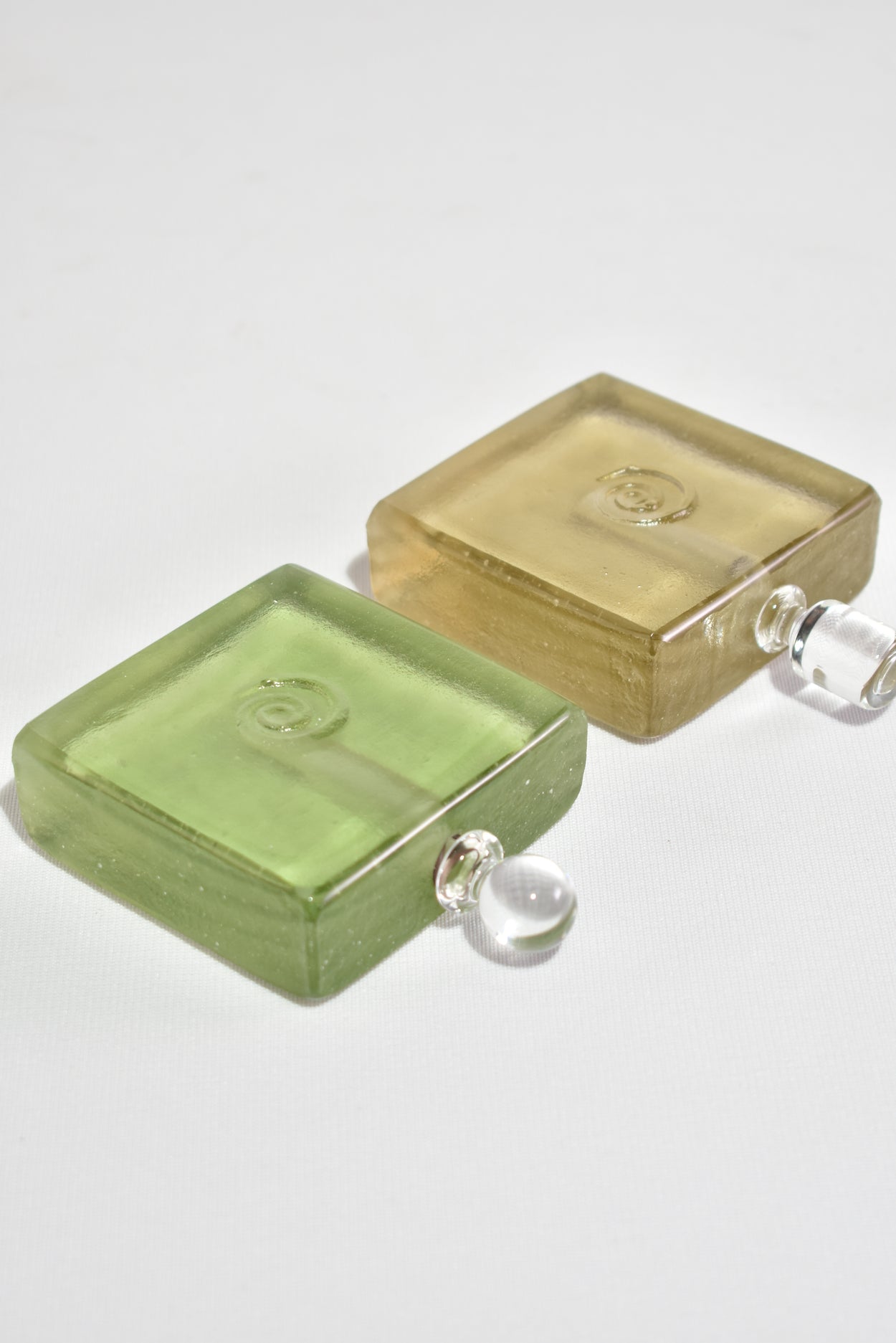 Green Spiral Glass Perfume Bottle