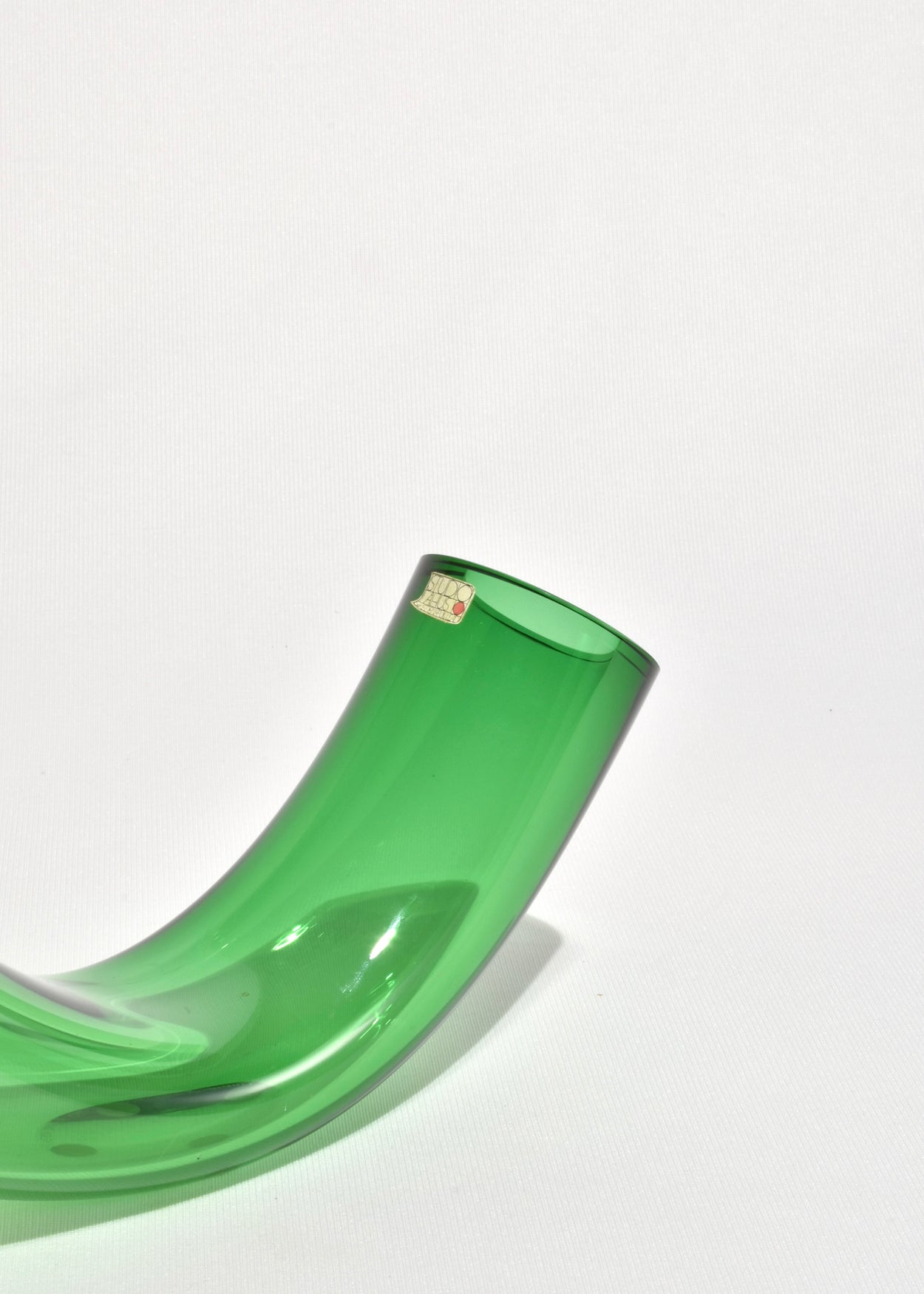 Green Glass Curved Vase