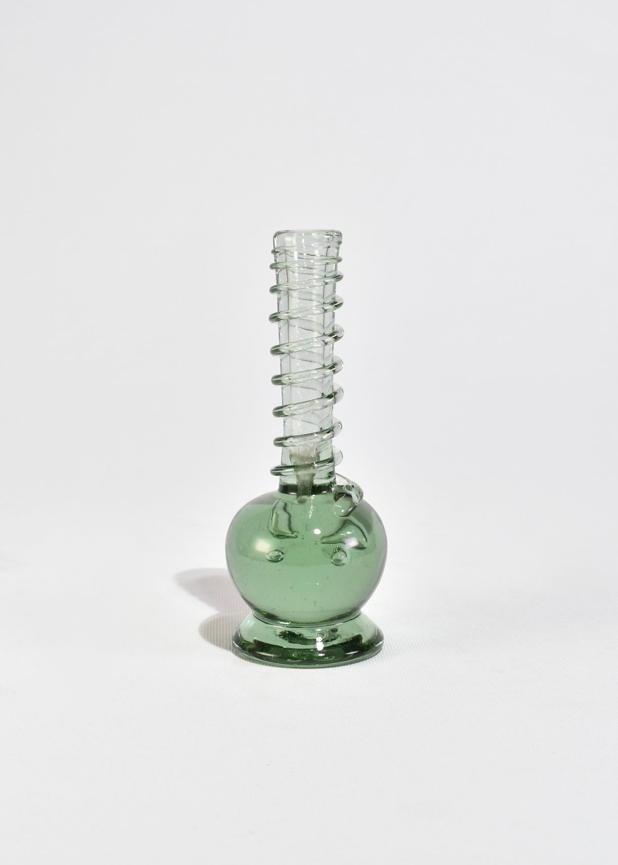 Green Spiral Glass Bud Vase