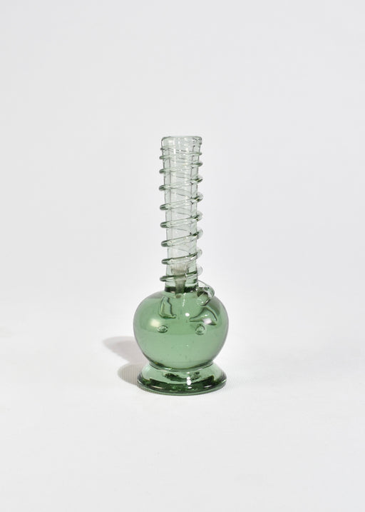 Green Spiral Glass Bud Vase