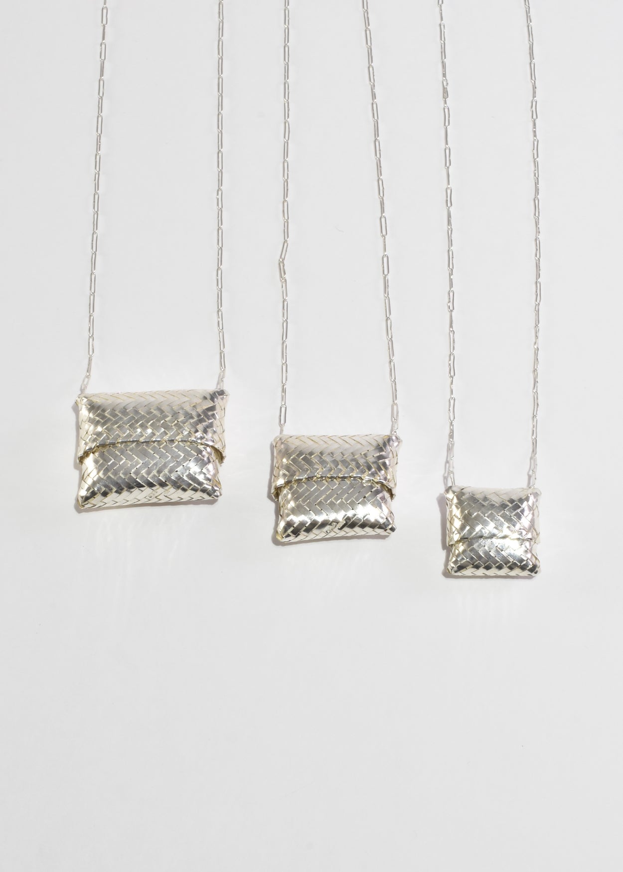 Large Woven Sterling Box Necklace