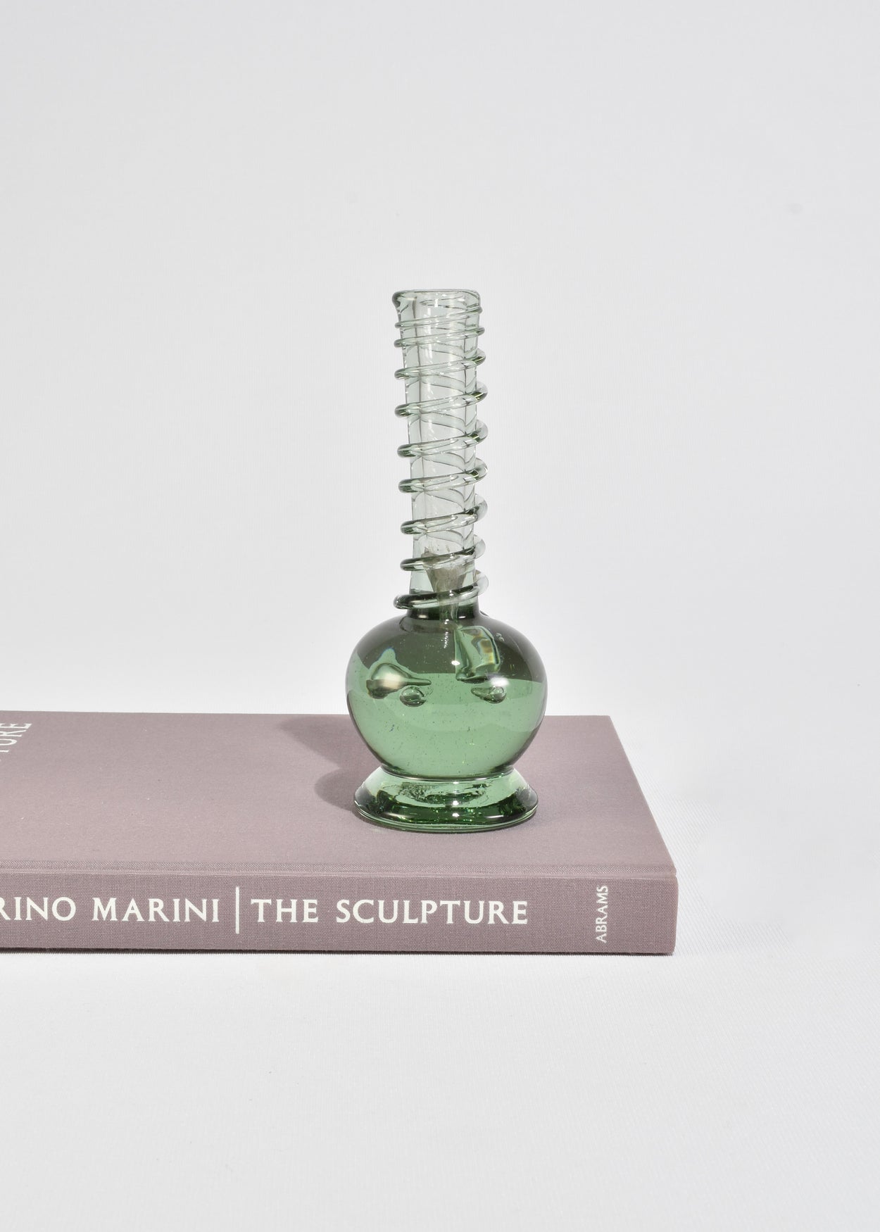 Green Spiral Glass Bud Vase
