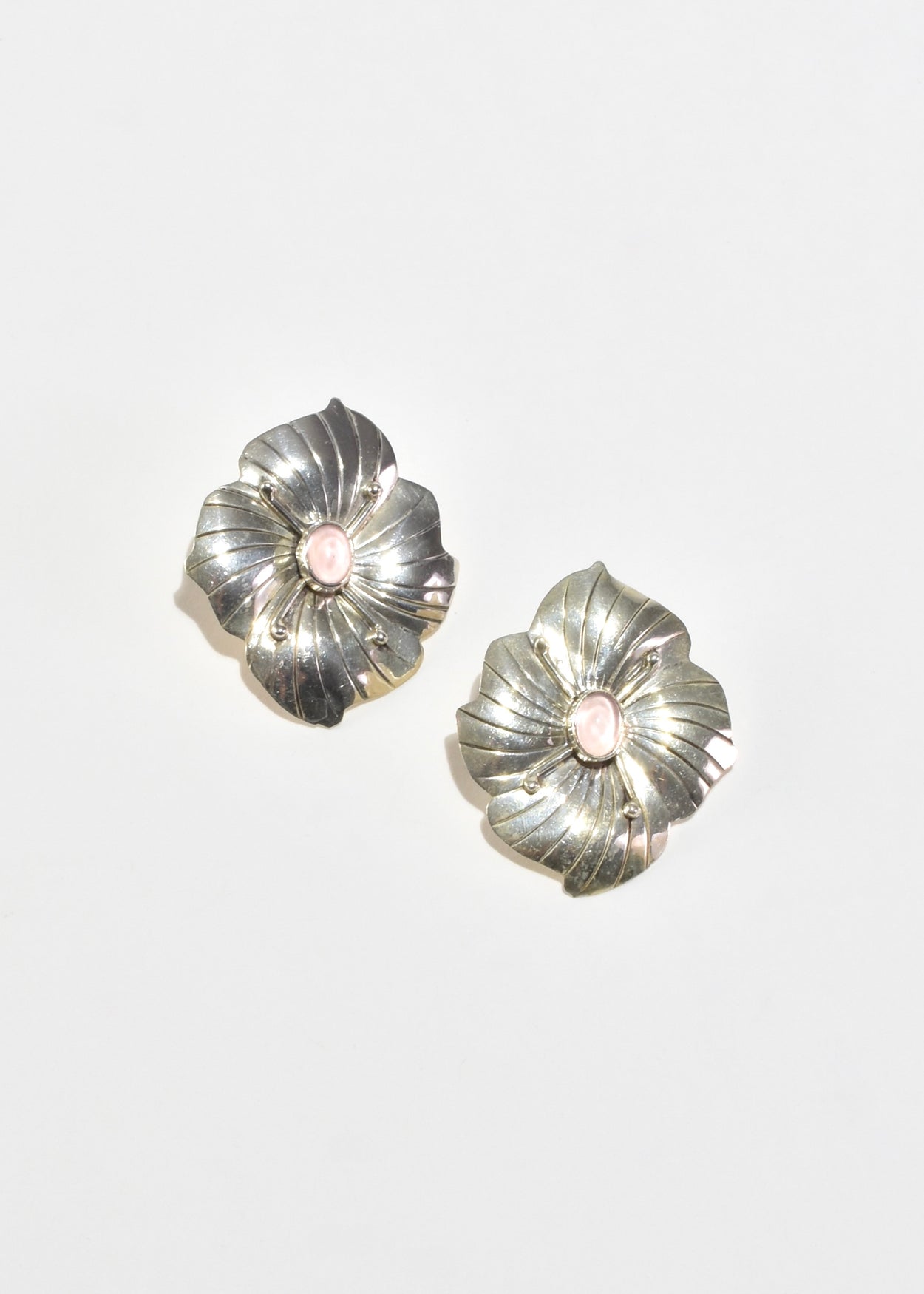 Rose Quartz Flower Earrings