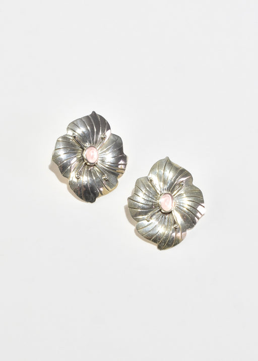 Rose Quartz Flower Earrings