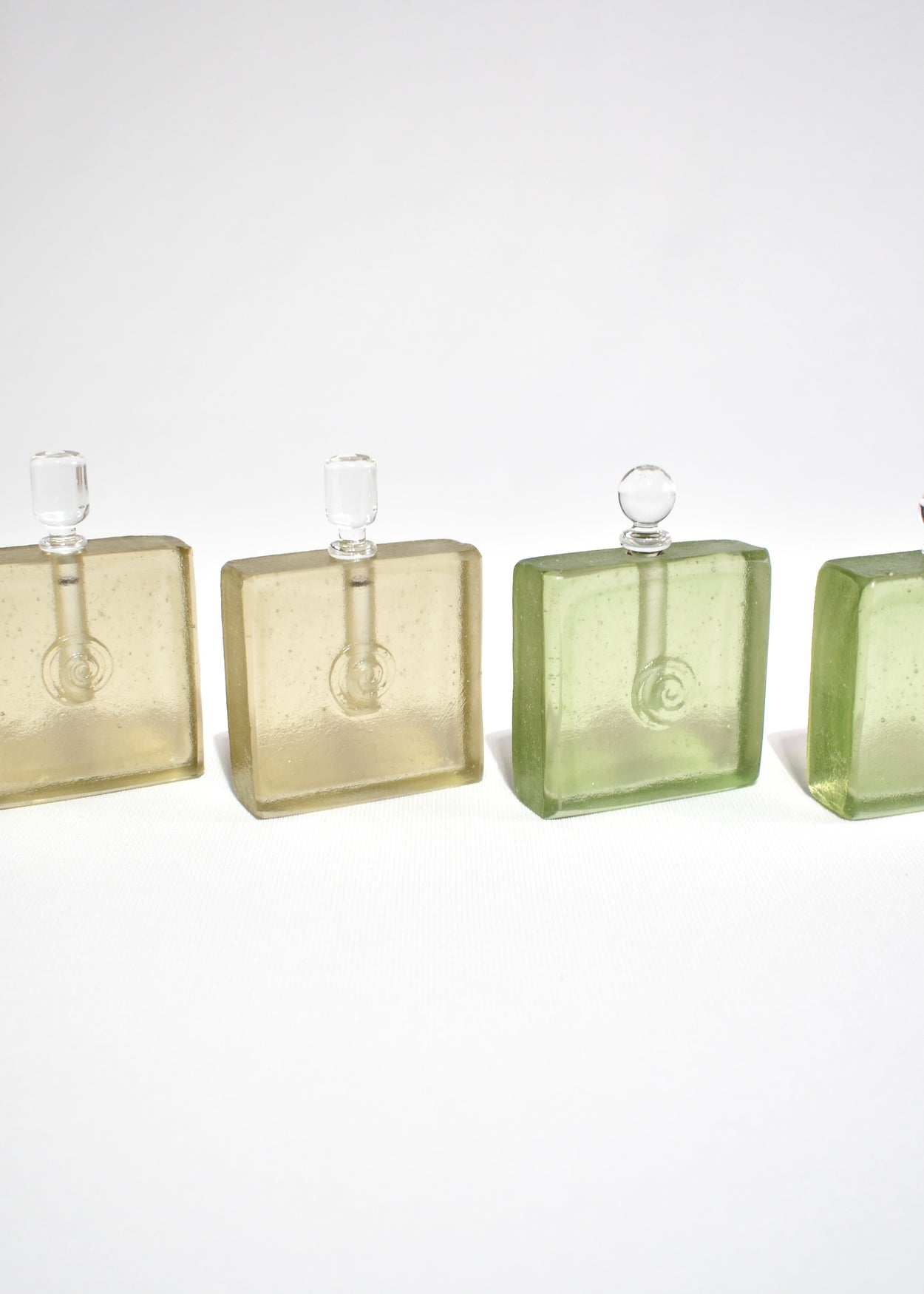 Green Spiral Glass Perfume Bottle