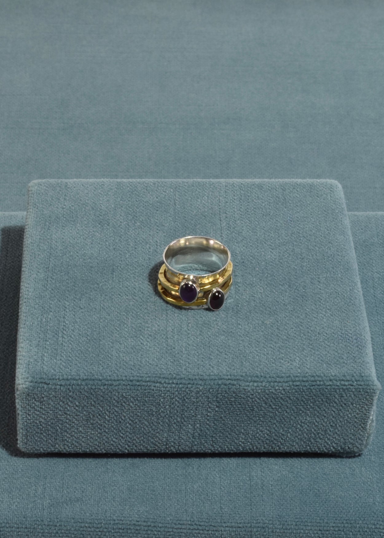 Spinner Garnet Amethyst Ring