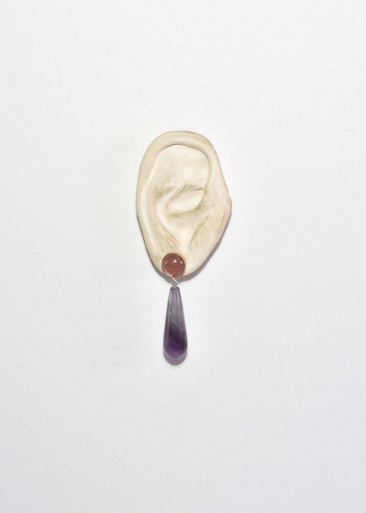 Rose Quartz Amethyst Teardrop Earrings