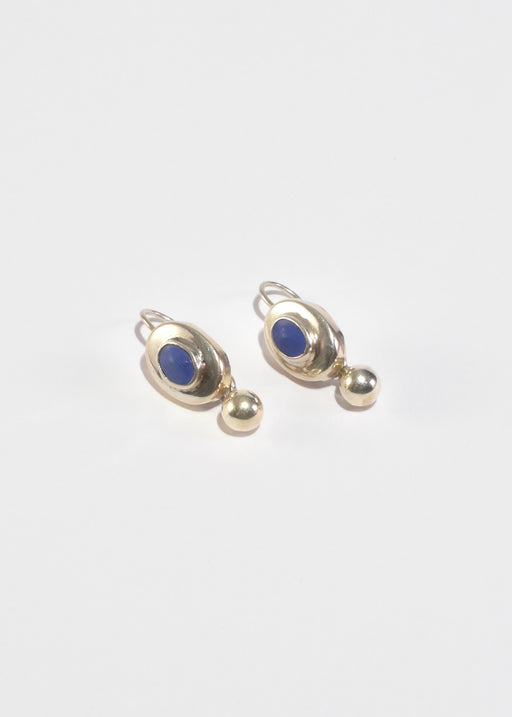 Blue Oval Drop Earrings