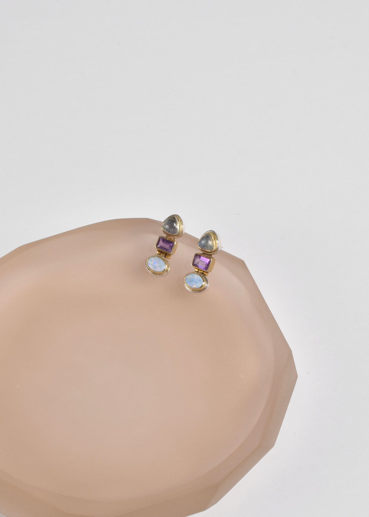 Moonstone Opal Amethyst Earrings