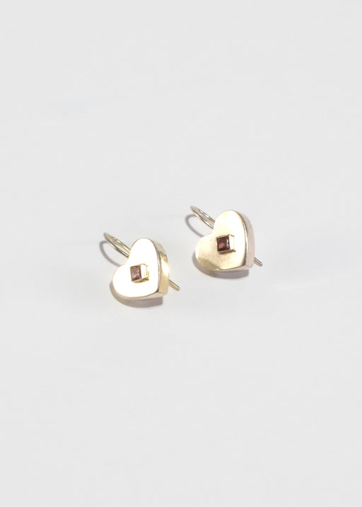 Garnet Heart Earrings