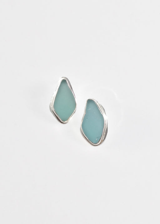 Teal Sea Glass Earrings