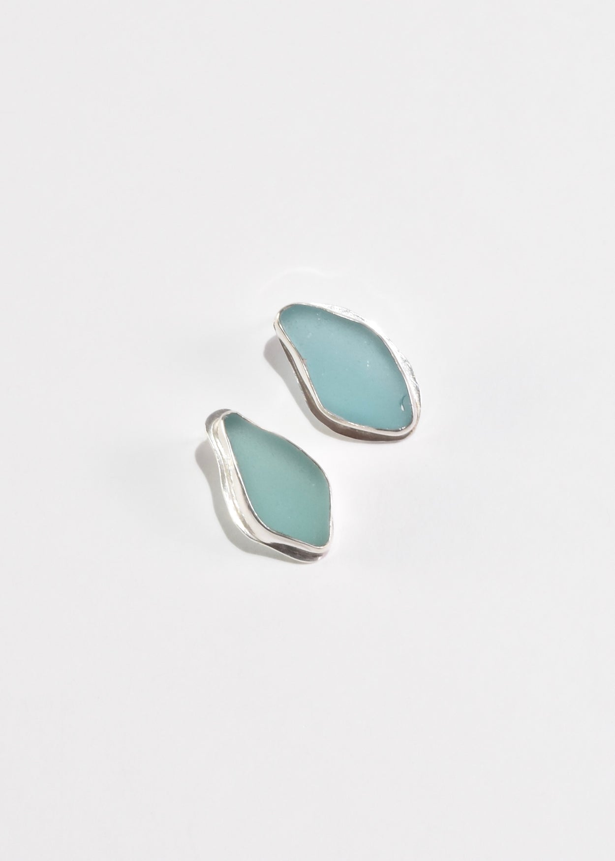 Teal Sea Glass Earrings