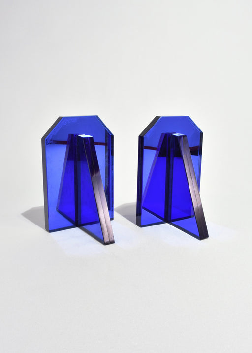 Cobalt Deco Bookends