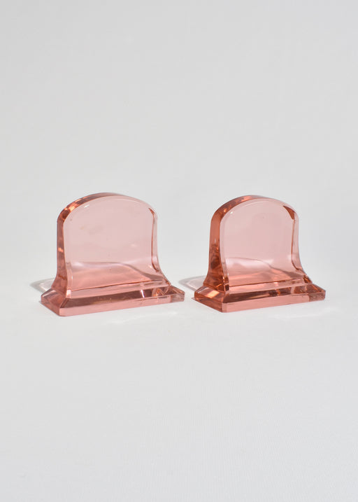 Deco Rose Glass Bookends