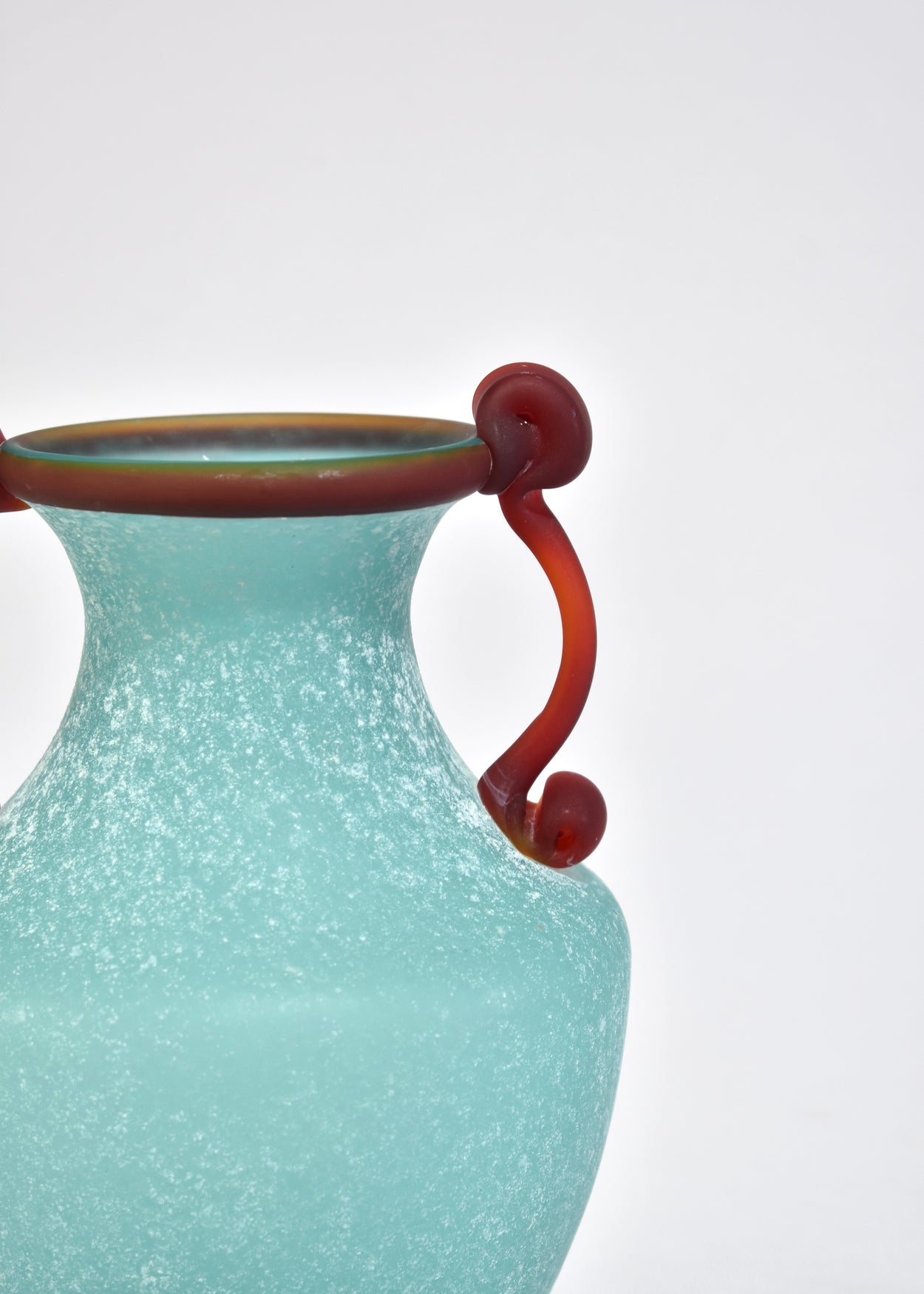 Teal Murano Amphora Vase