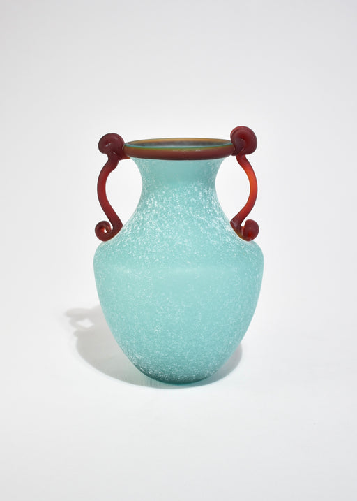 Teal Murano Amphora Vase